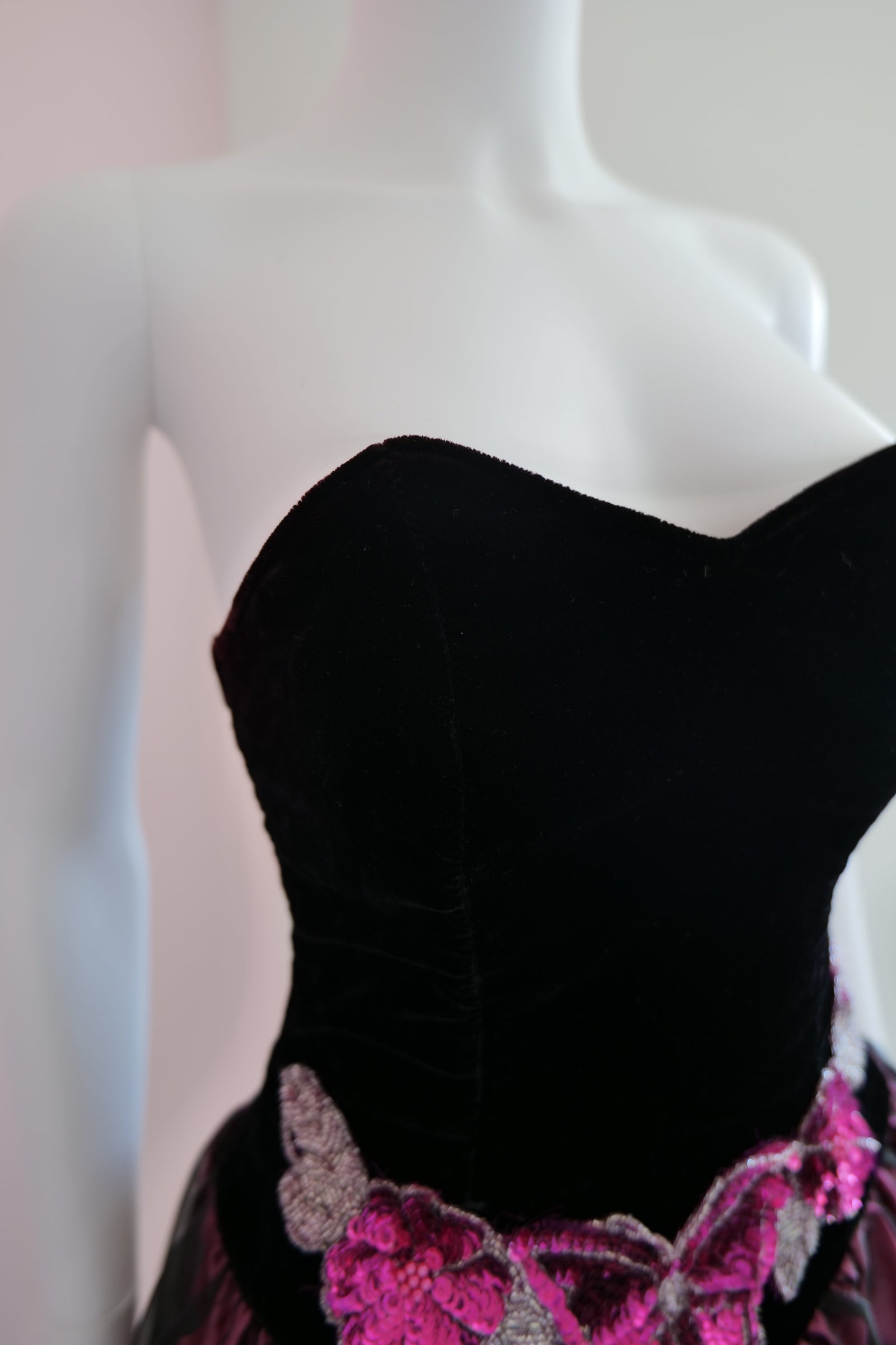 Vintage 1980s style bustier dress and matching jacket.