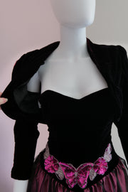 Vintage 1980s style bustier dress and matching jacket.