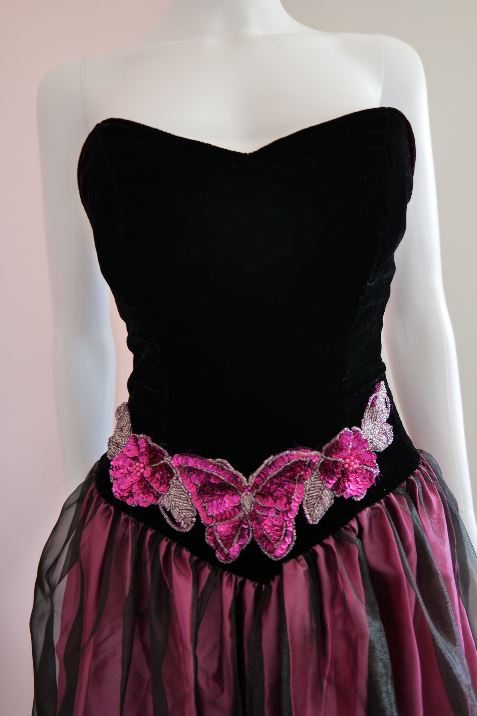 Vintage 1980s style bustier dress and matching jacket.