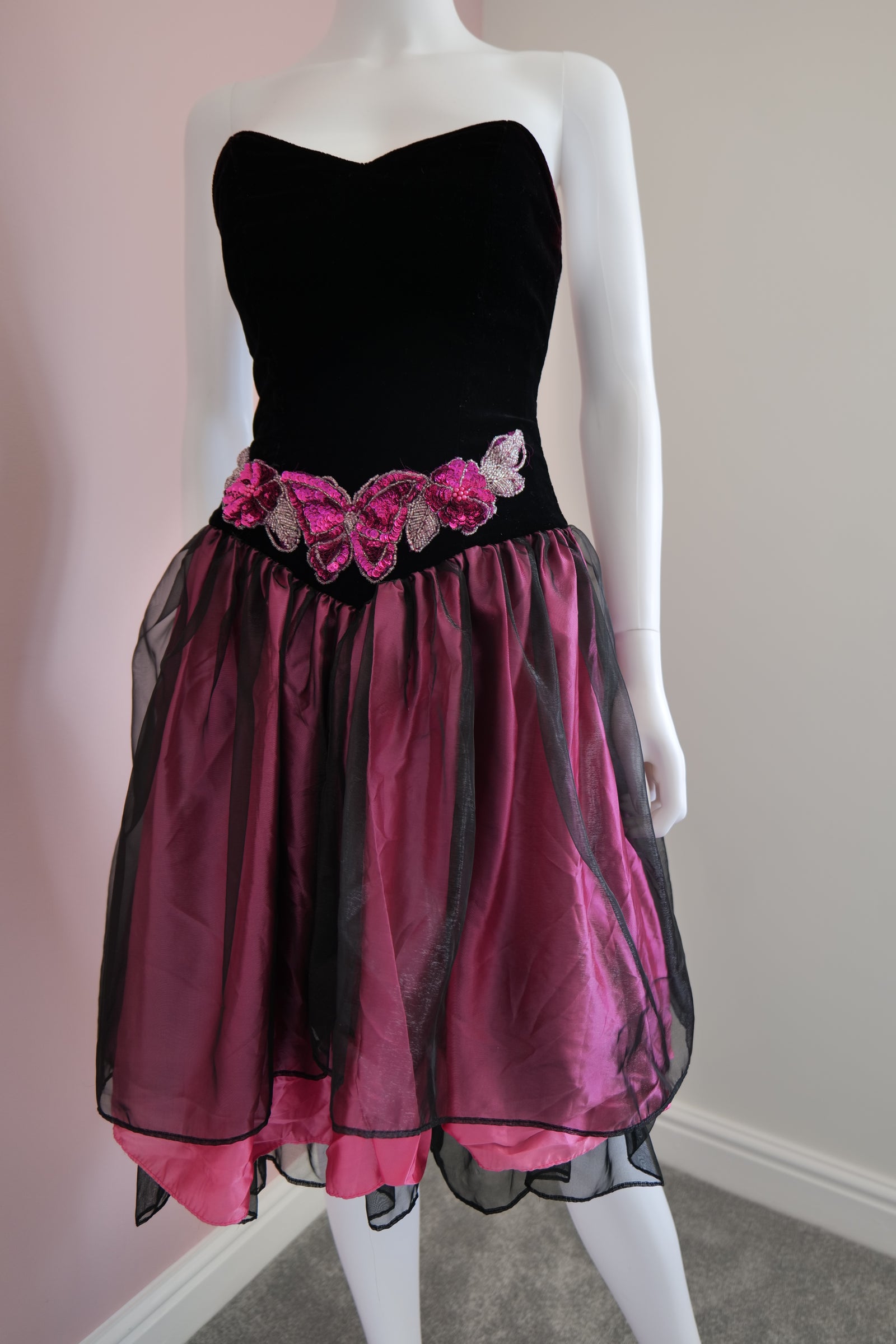 Vintage 1980s style bustier dress and matching jacket.