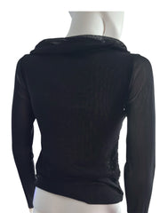 Vintage crochet black long sleeve alternative sheer top