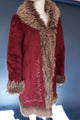 Vintage 00s burgundy plum afghan penny lane coat embroidered