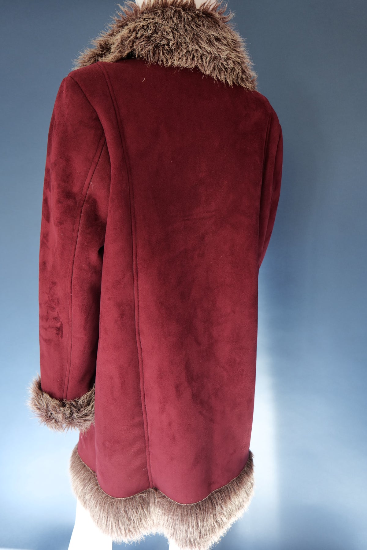 Vintage 00s burgundy plum afghan penny lane coat embroidered