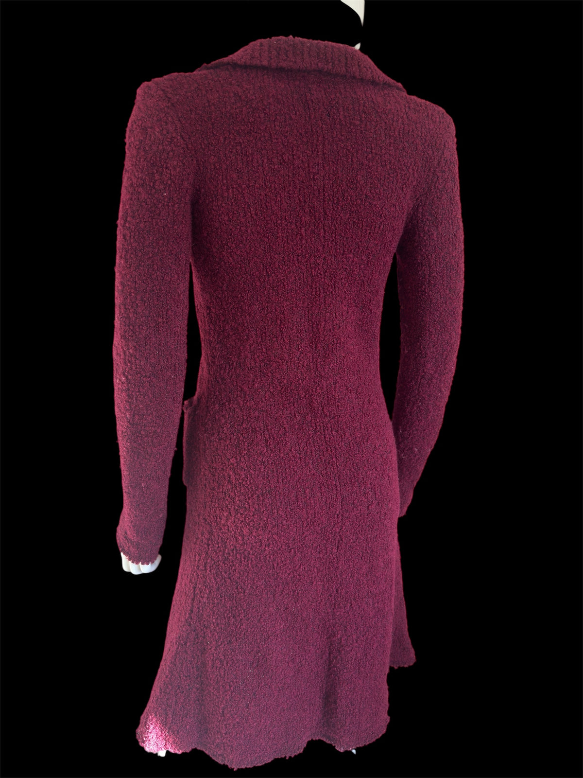 Jigsaw wool textured burgundy longline cardigan duster jacket size S