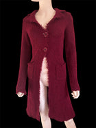 Jigsaw wool textured burgundy longline cardigan duster jacket size S
