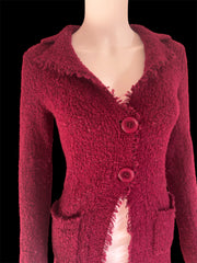 Jigsaw wool textured burgundy longline cardigan duster jacket size S