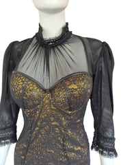 Catwalk collection London designer bronze black lace dress