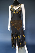 Vintage beaded evening dress and neck scarf / shawl dancer
