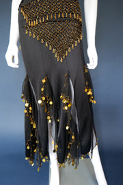 Vintage beaded evening dress and neck scarf / shawl dancer