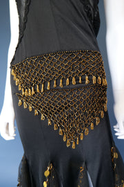 Vintage beaded evening dress and neck scarf / shawl dancer