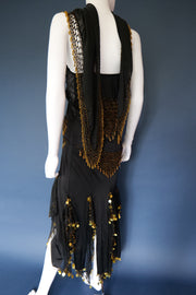 Vintage beaded evening dress and neck scarf / shawl dancer