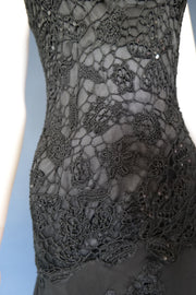 Vintage black embroidered whimsical forest fairy evening cocktail dress