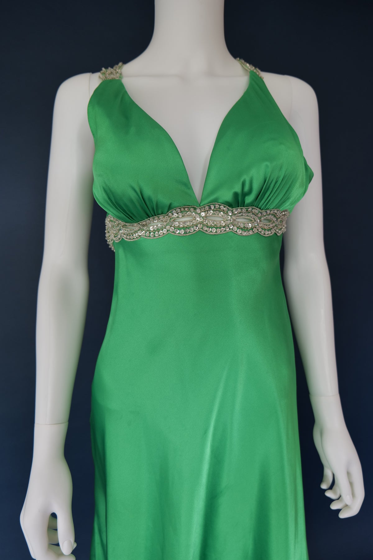 Vintage Green sequin evening gown party occasion