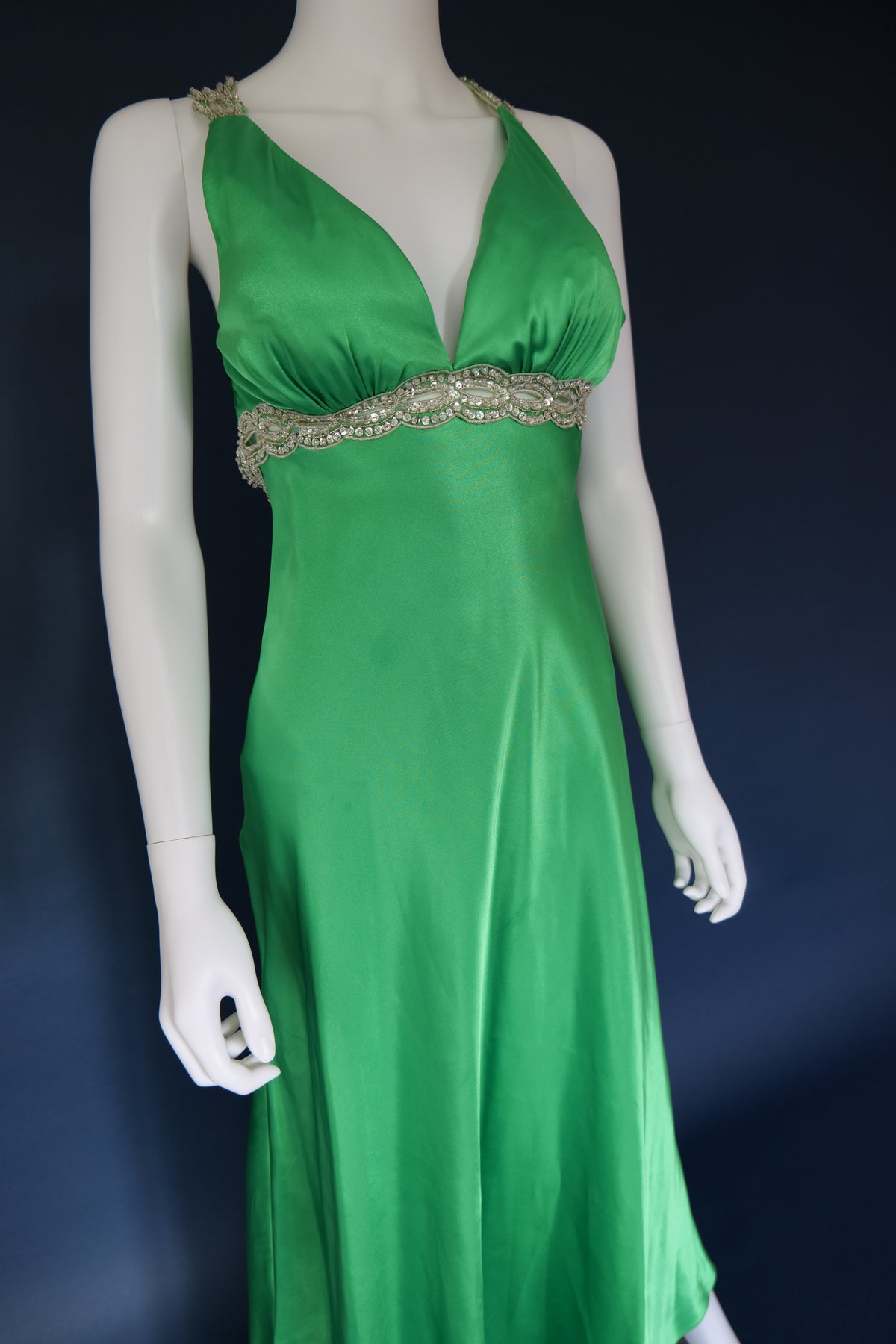 Vintage Green sequin evening gown party occasion