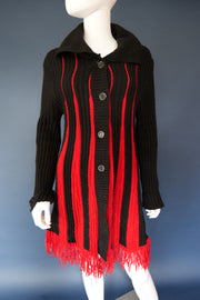 Y2K red black striped knit cardigan gothic whimsygoth
