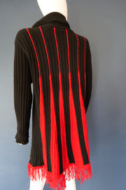 Y2K red black striped knit cardigan gothic whimsygoth