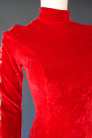 Vintage red gothic glam 80s velvet mini dress