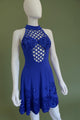1990s royal blue sequined embellished short skater dress