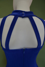 1990s royal blue sequined embellished short skater dress