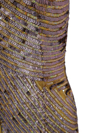 Vintage gold sparkly sequined showstopping cocktail dress halterneck
