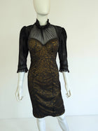 Catwalk collection London designer bronze black lace dress