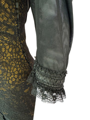 Catwalk collection London designer bronze black lace dress