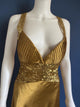 Vintage 1990s gold evening ballgown sequin with neck scarf 100% silk