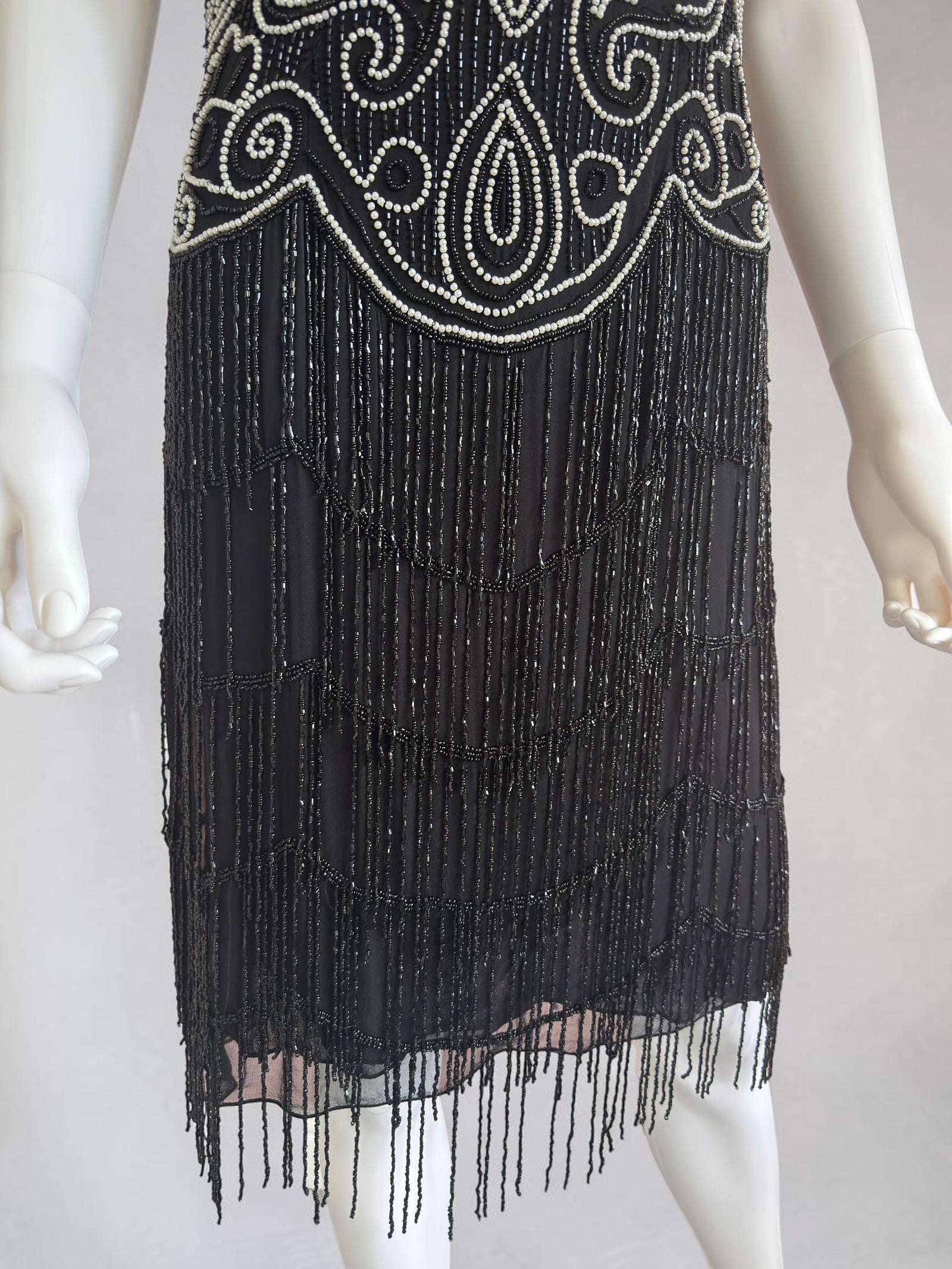 Vintage 100% silk art deco flapper evening dress size 10