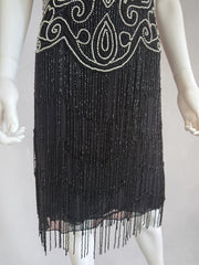 Vintage 100% silk art deco flapper evening dress size 10