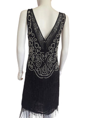 Vintage 100% silk art deco flapper evening dress size 10
