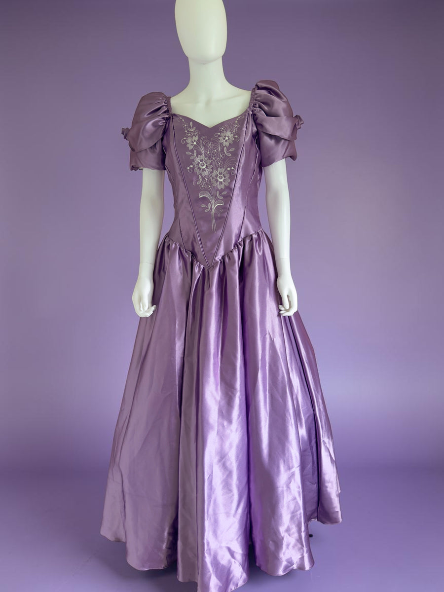 Vintage purple 1980s wedding princess ballgown