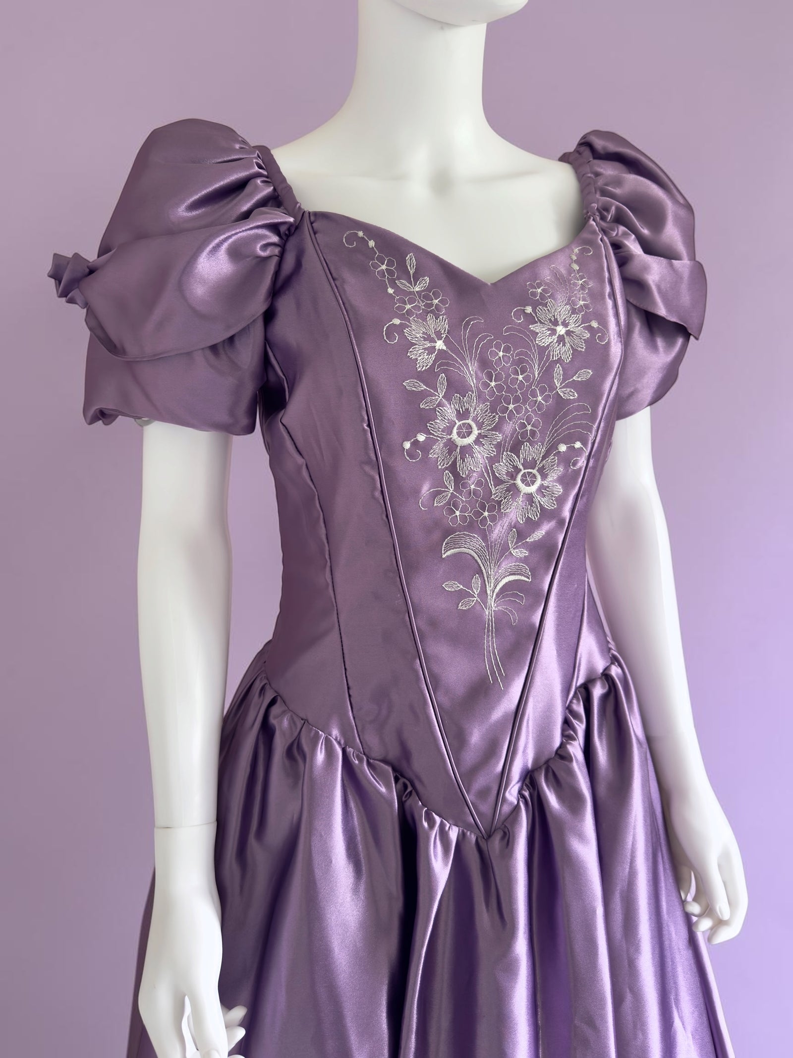 Vintage purple 1980s wedding princess ballgown
