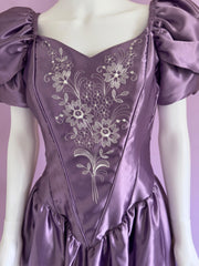 Vintage purple 1980s wedding princess ballgown