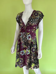 Vintage 100% silk floral summer autumnal dress