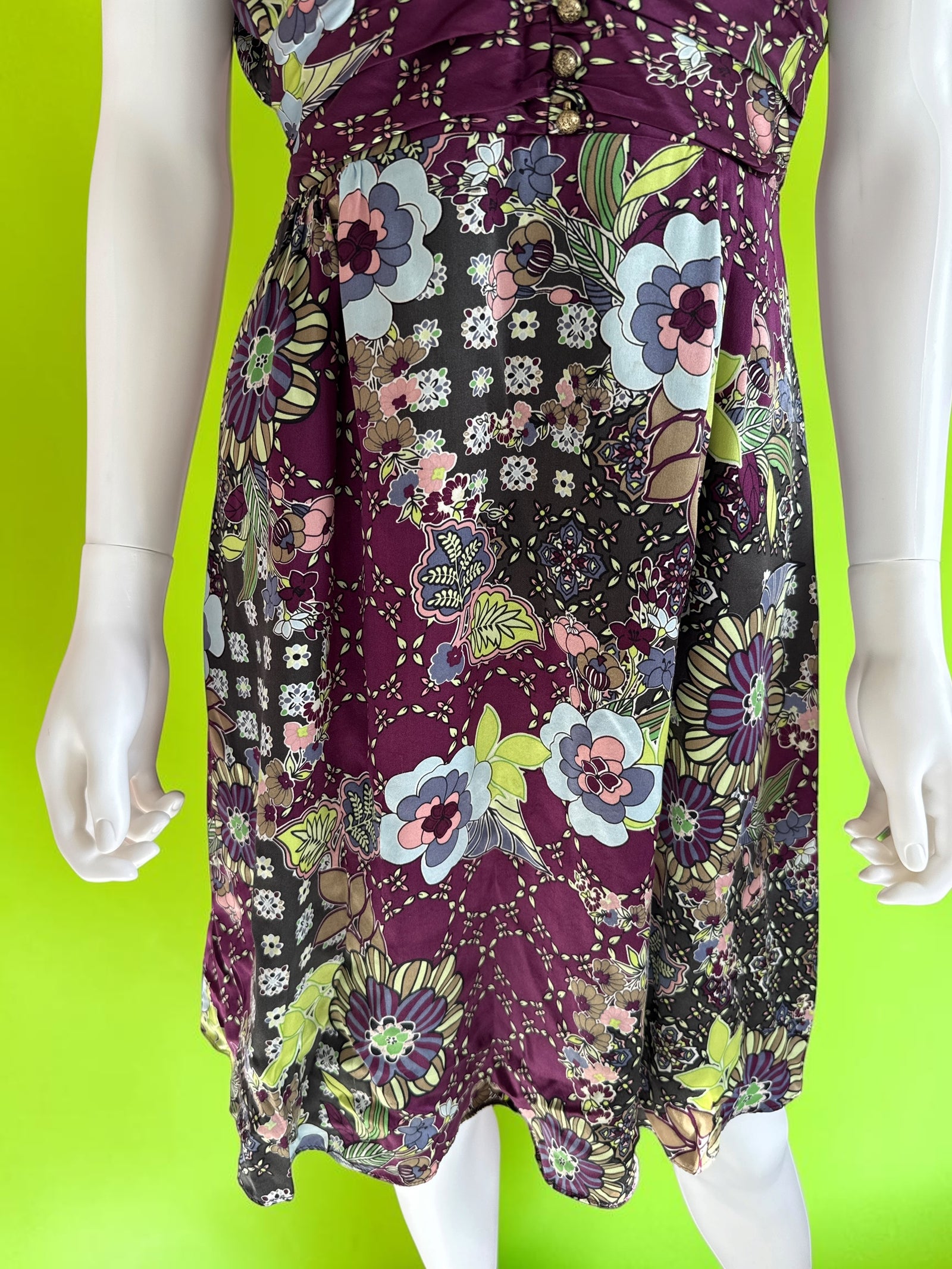 Vintage 100% silk floral summer autumnal dress